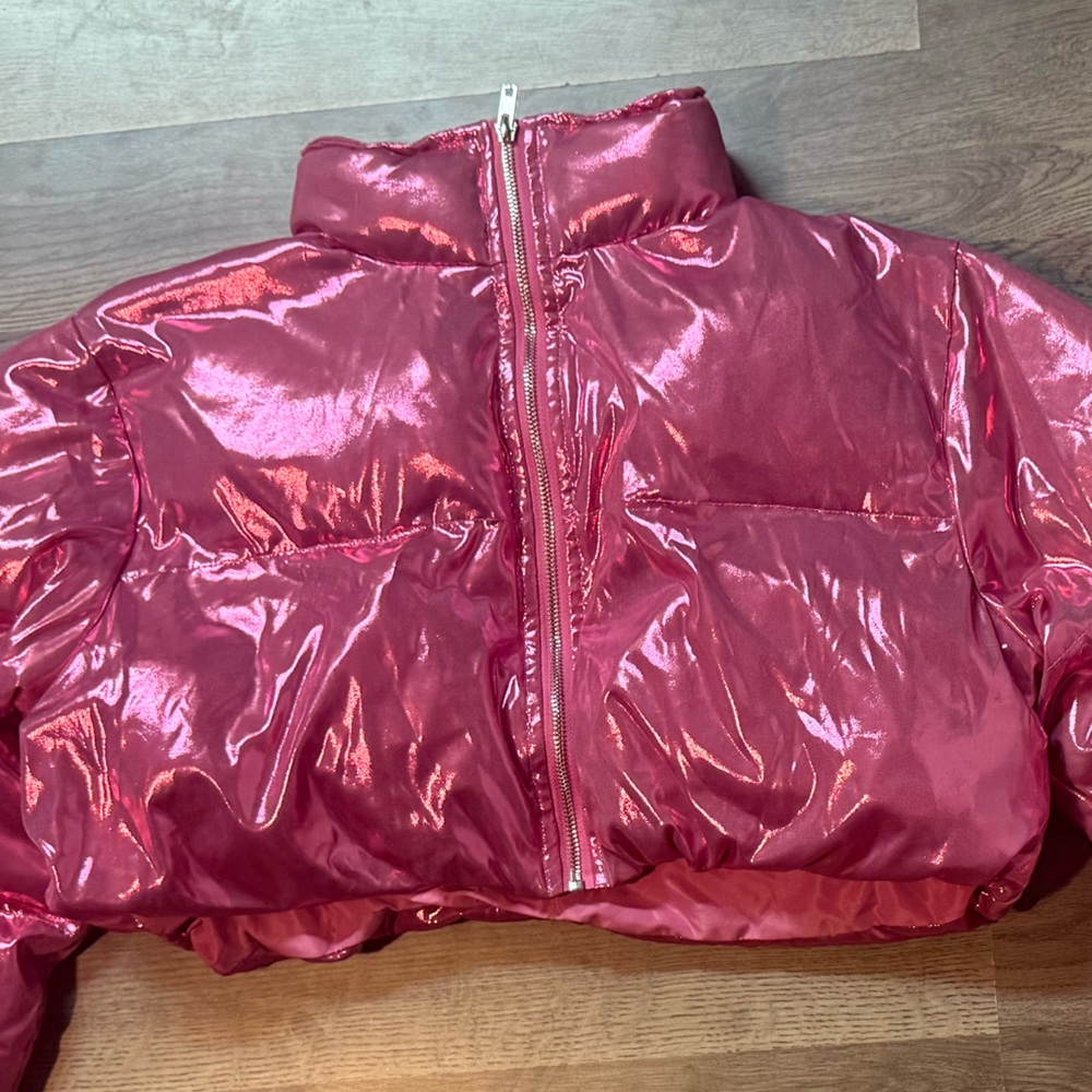 Women’s Fashion Nova Cropped Metallic Pink Jacket - Picture 10 of 10
